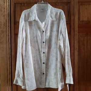 VILLAGER SPORT beige/tan faux suede button front shirt sz 1X woman's - NWT